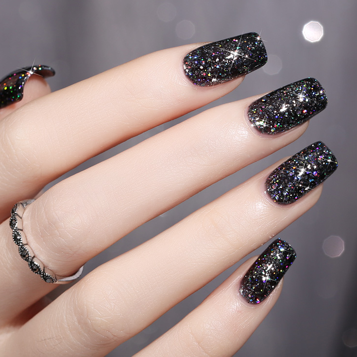 Black Glitter gel polish