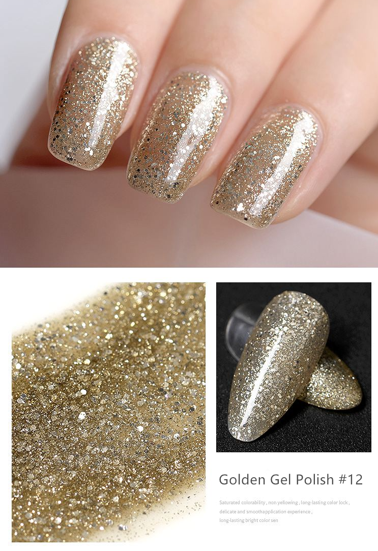 Gel ya Golden Shimmer ya Polish