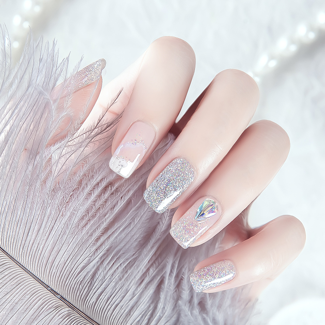 bloeiende glitter gel polish