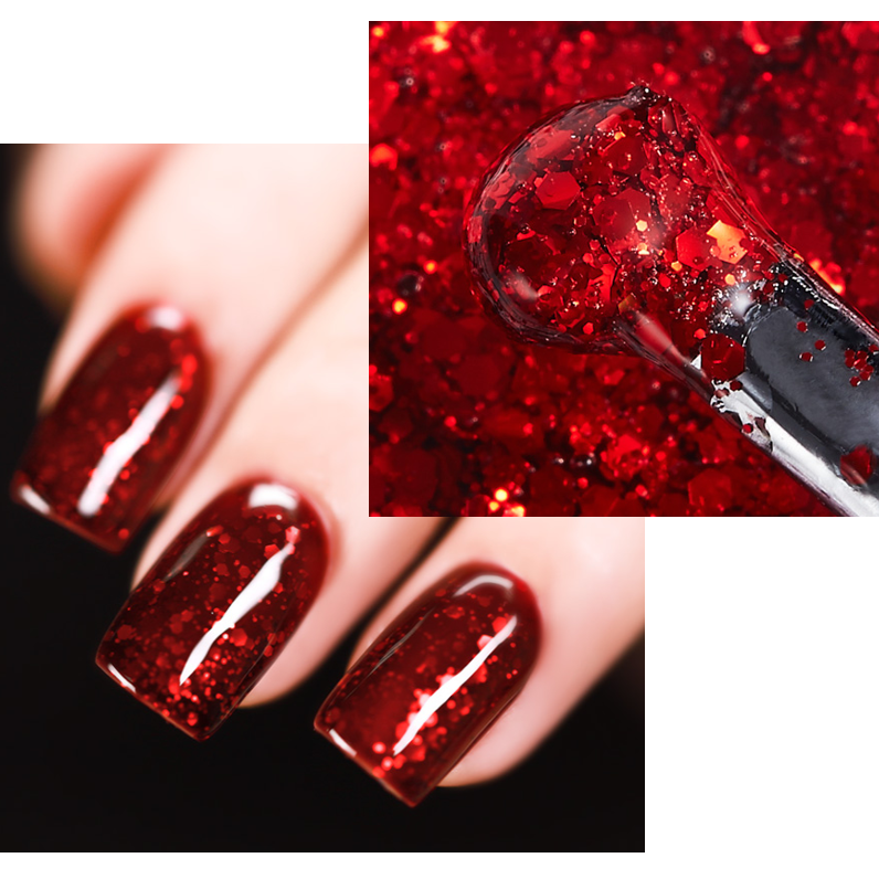 glitter red UV gel
