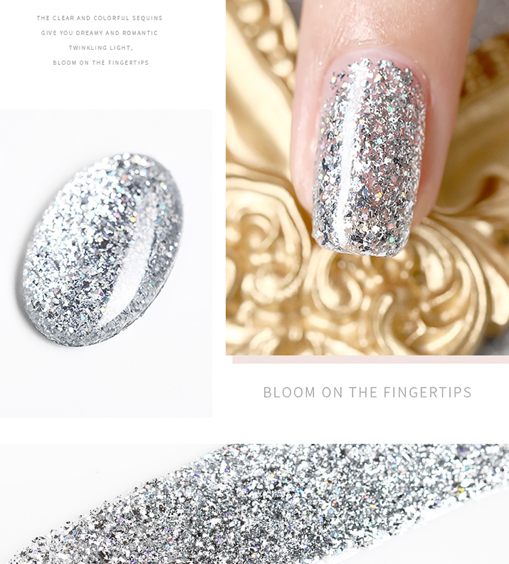 sliver platīna glitter gēls